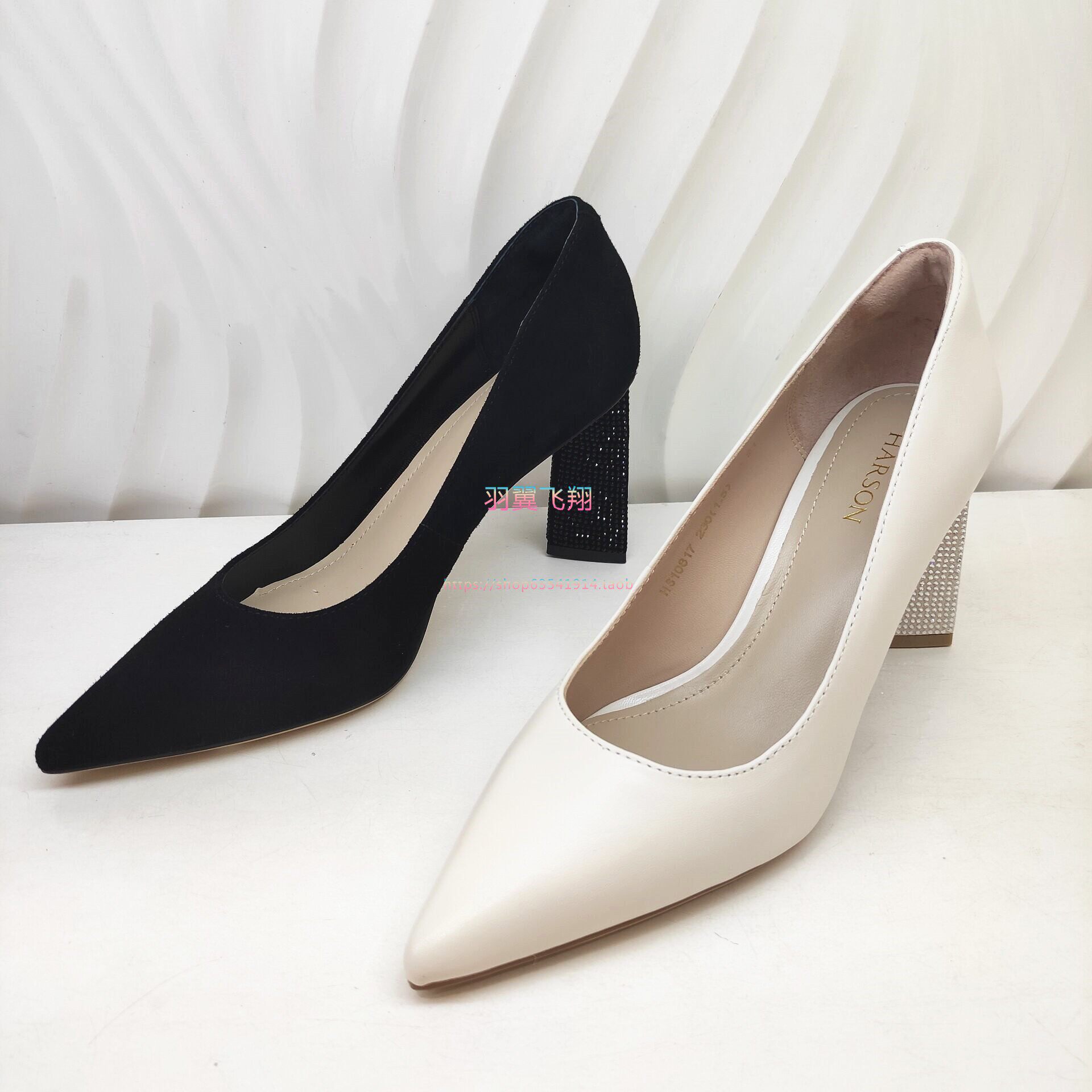 harson哈森女鞋2021春季新款高跟尖头浅口舒适单鞋