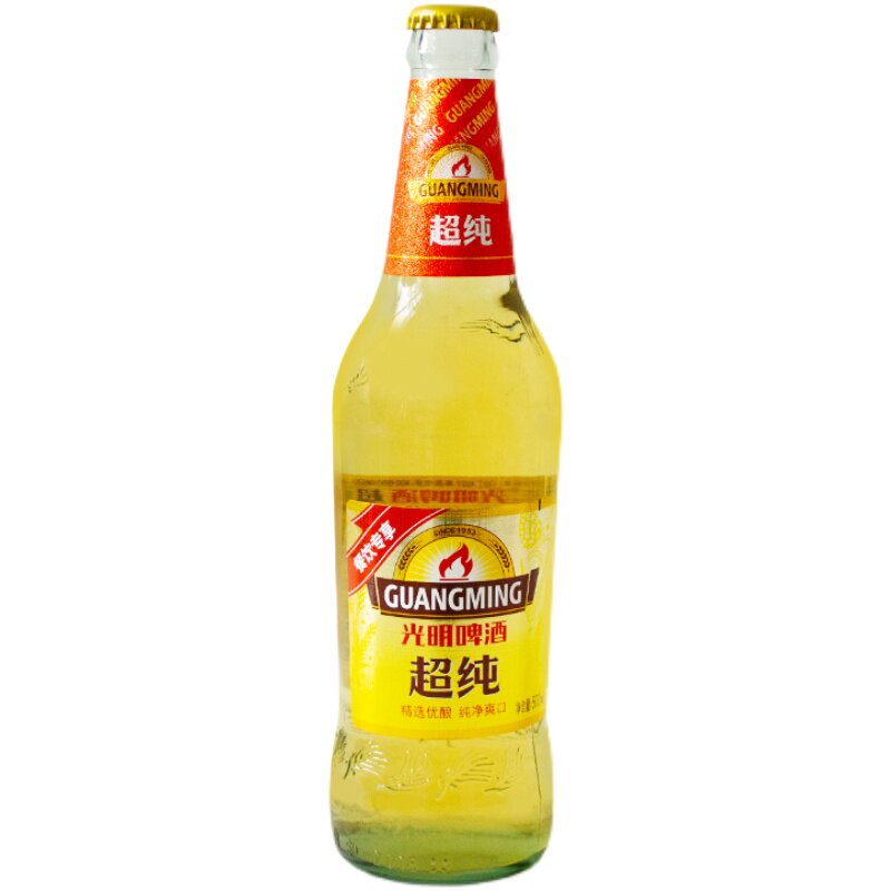 光明超纯啤酒玻璃瓶500ml12瓶整箱装冰畅饮江浙沪啤酒