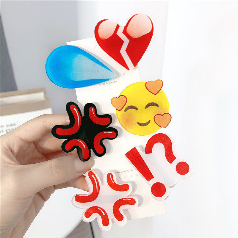 现货表情包滴汗发夹发怒符号感叹号问号emoji无语发饰