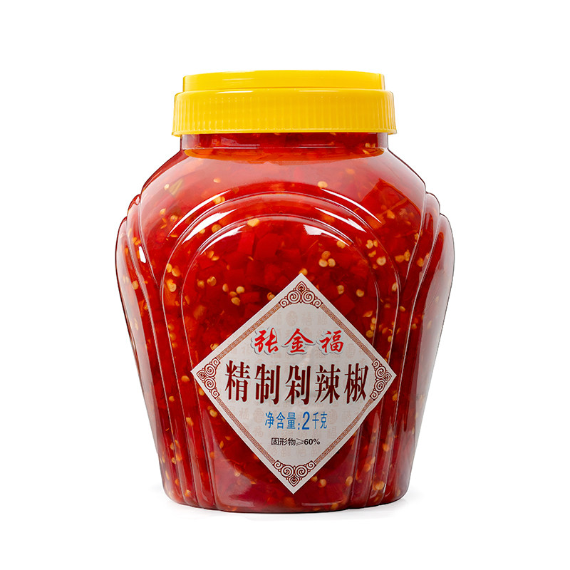 张金福餐饮饺子调料鱼头剁椒红辣椒鲜红桶装2kg辣椒酱