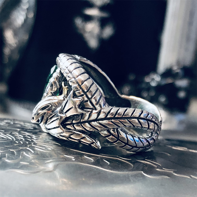 欧美银饰男士饰品指环王魔戒绿宝石阿拉贡纯银戒指戒指