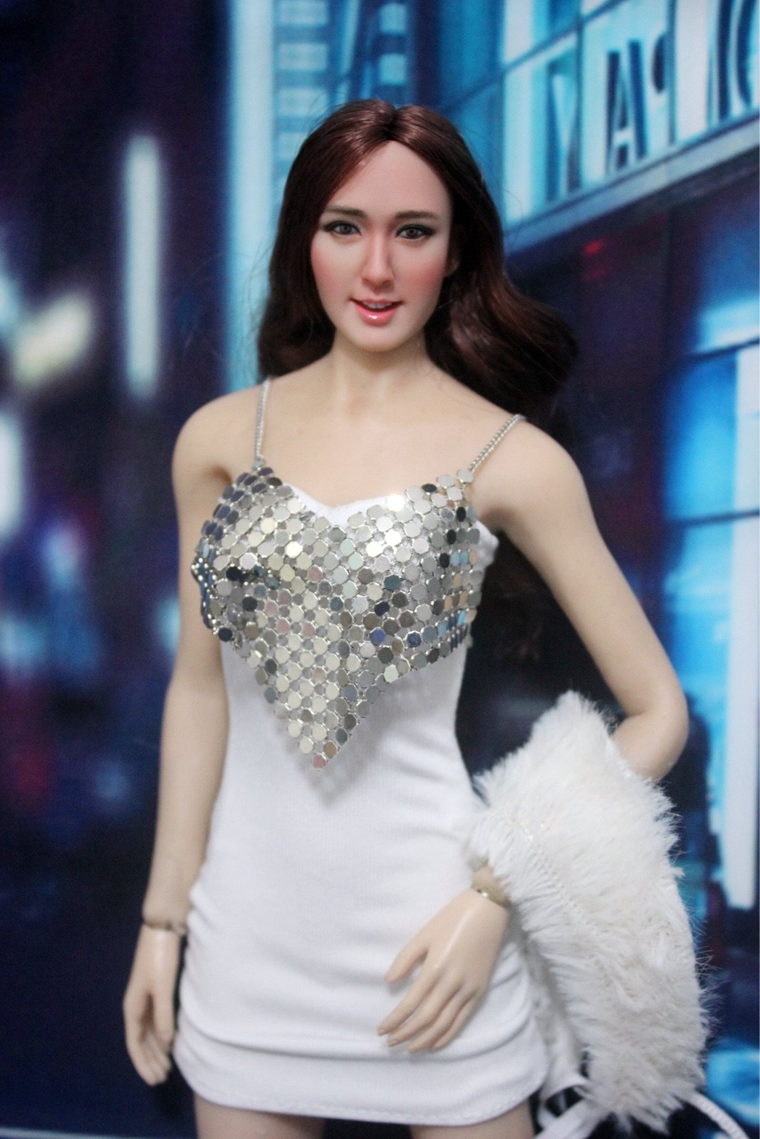 6女兵人衣服12寸dollsfigureft166亮片闪光性感连衣裙兵人专区