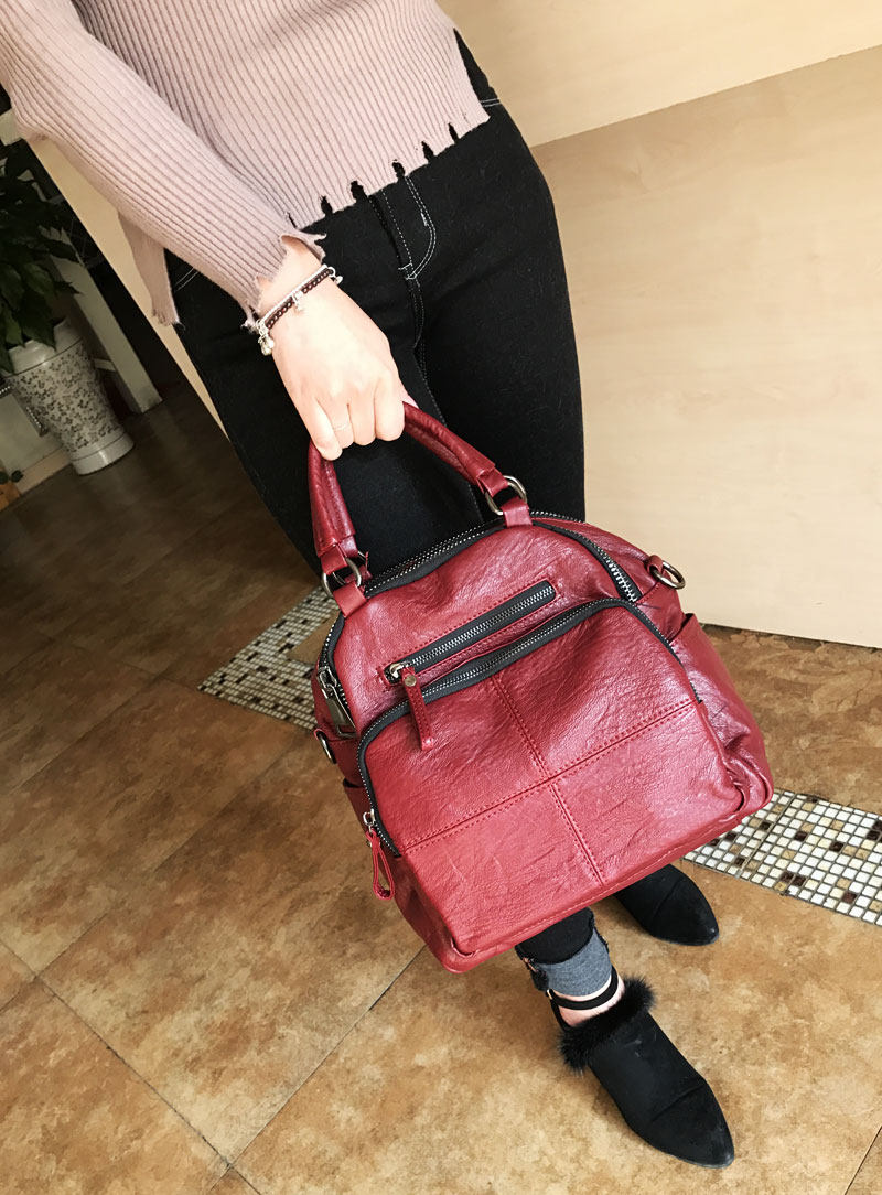 金蔓雪女包2019新款休闲软面单肩斜挎包时尚手提包双肩包包邮