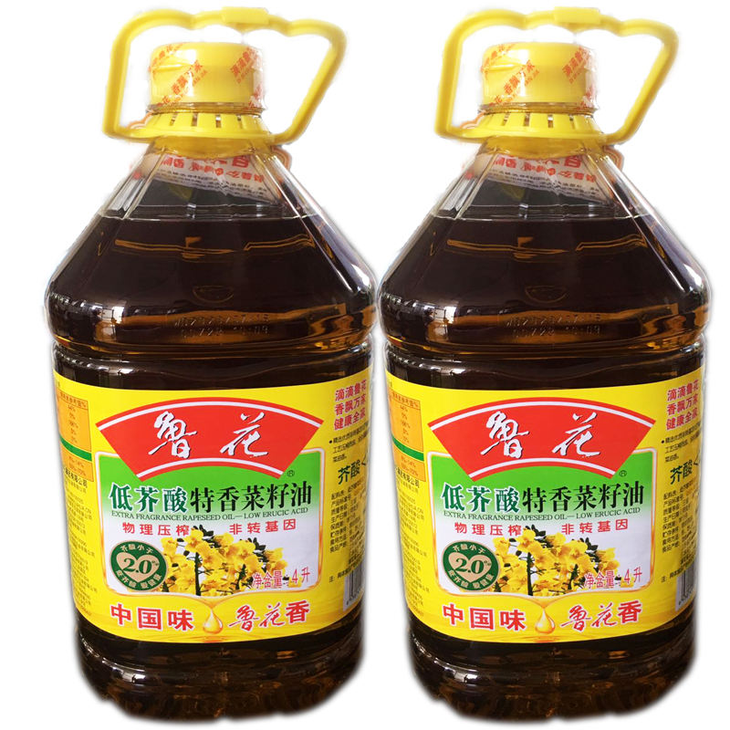 鲁花低芥酸特压榨菜籽油4l整箱食用油4升团购菜籽油