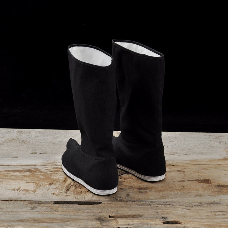 汉服皂靴男明制翘头六缝帆布千层底休闲汉鞋高筒时装靴