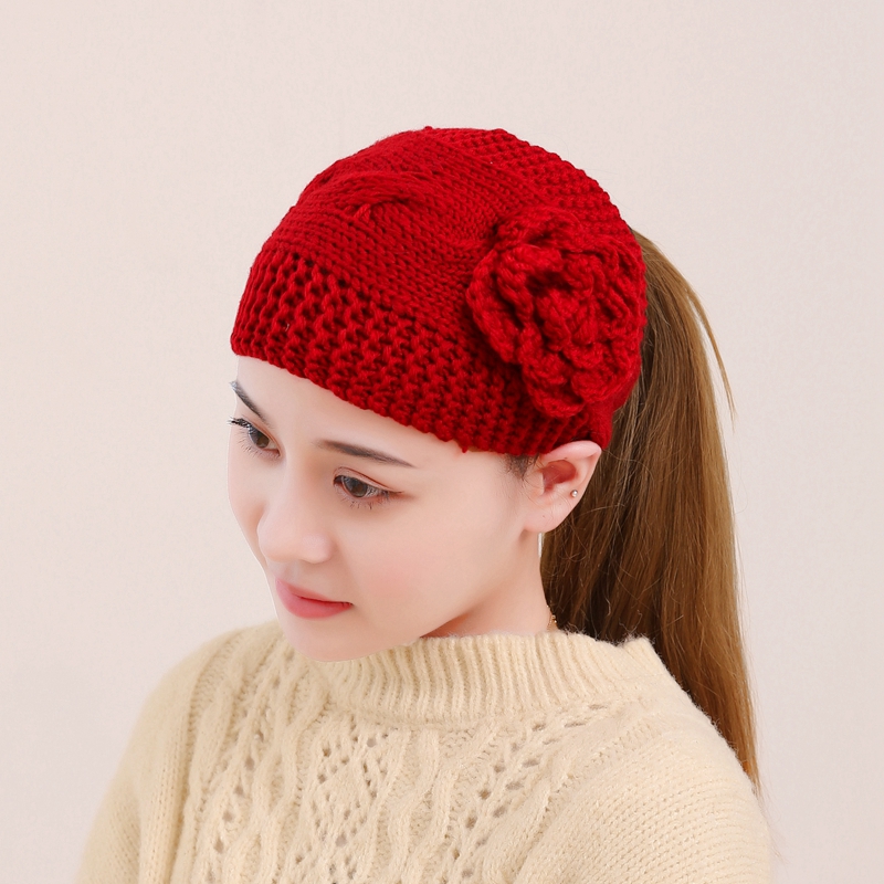 针织包头套头箍白发头套发饰毛线手工头巾保暖发饰