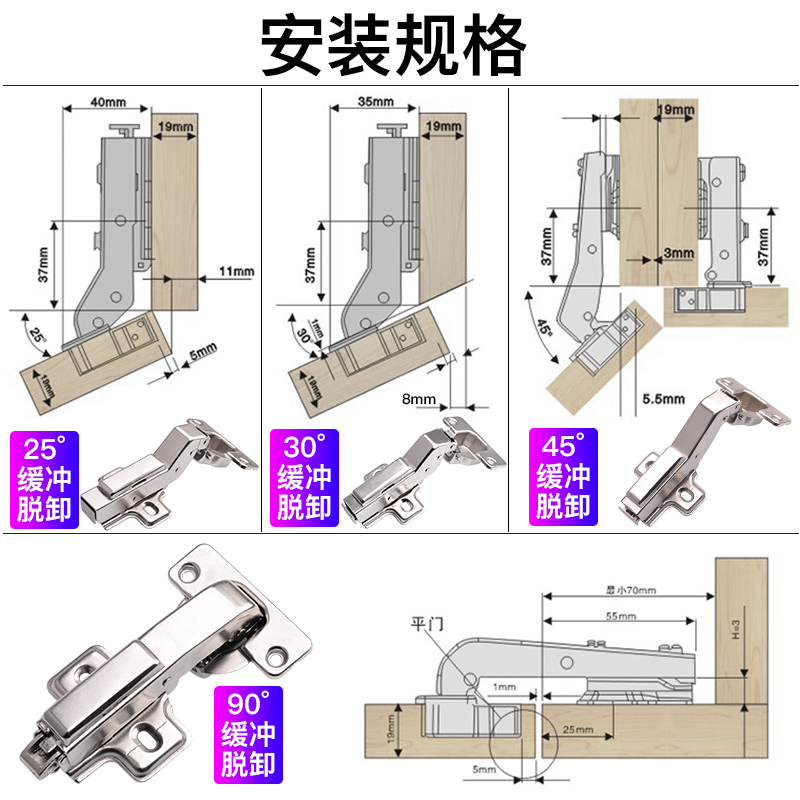 135度铰链安装图图片