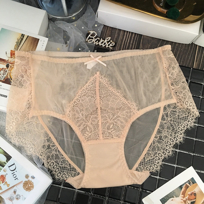 肉色女浅裤头三角裤三角性感网纱透明肤色内裤女三角裤