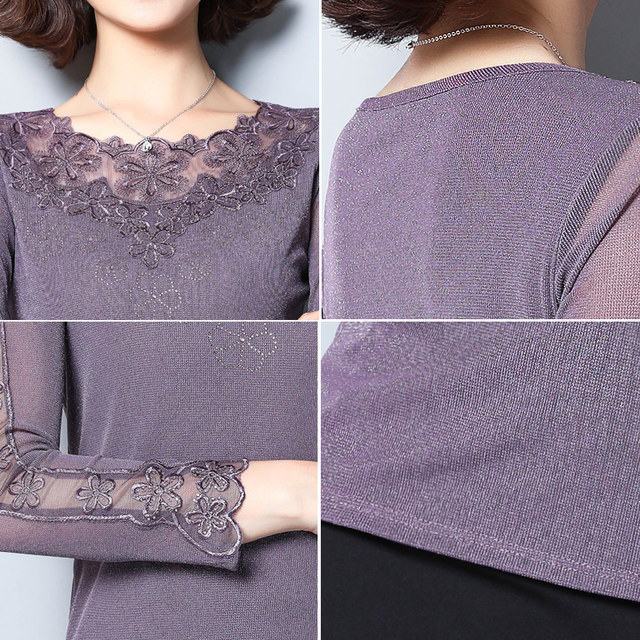 Lace bottoming shirt women's autumn and winter long-sleeved western style 2020 all-match new bright silk mesh yarn plus velvet inner top coat Lace bottoming shirt women's autumn and winter long-sleeved western style 2020 all-match new bright silk mesh yarn plus velvet inner top coat