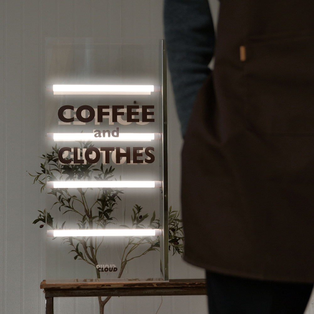 立式落地透明灯管灯箱咖啡店门头logo招牌亚克力灯箱