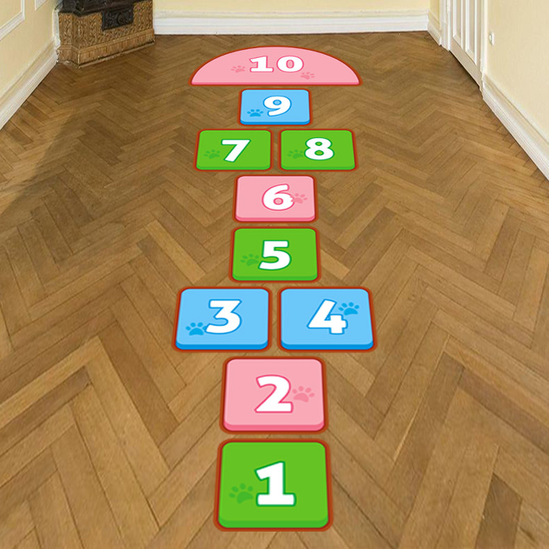 跳格子数字游戏学校幼儿园活动装饰贴纸跳房子地贴墙贴