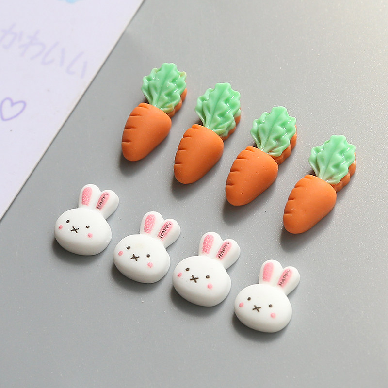 树脂卡通小白兔头像胡萝卜贴片diy手工自制耳钉其他diy饰品配件