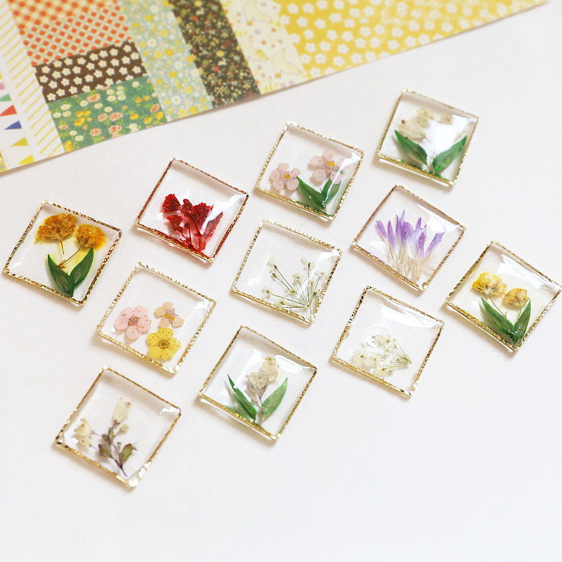 仙美浪漫永生花平底树脂透明贴片diy手工饰品其他diy饰品配件