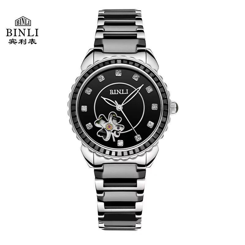 包邮联保新款宾利手表女士镂空机械表全自动防水休闲陶瓷女表6031