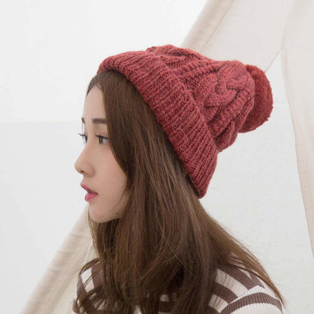 毛线帽子女冬天韩国保暖针织帽女潮帽大球纯手工冬帽套头羊毛帽女