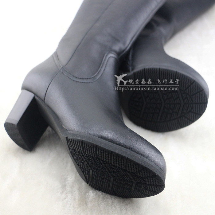 全新正品国航深航空乘空姐皮靴长筒靴中跟高跟靴高筒靴冬靴配大衣