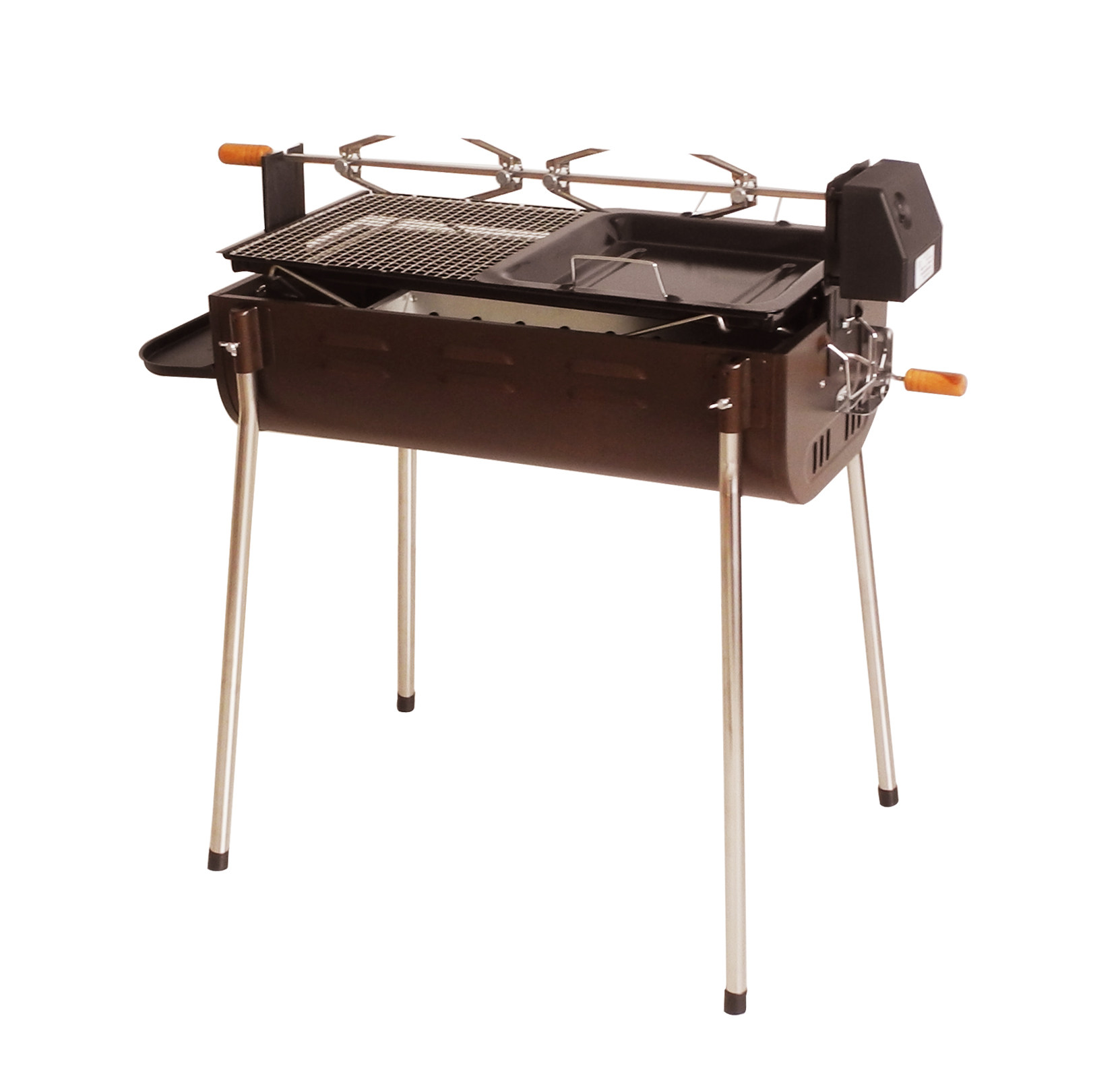 乐狐木炭不锈钢羊腿bbq烤肉便携野外旋转烤炉烧烤炉