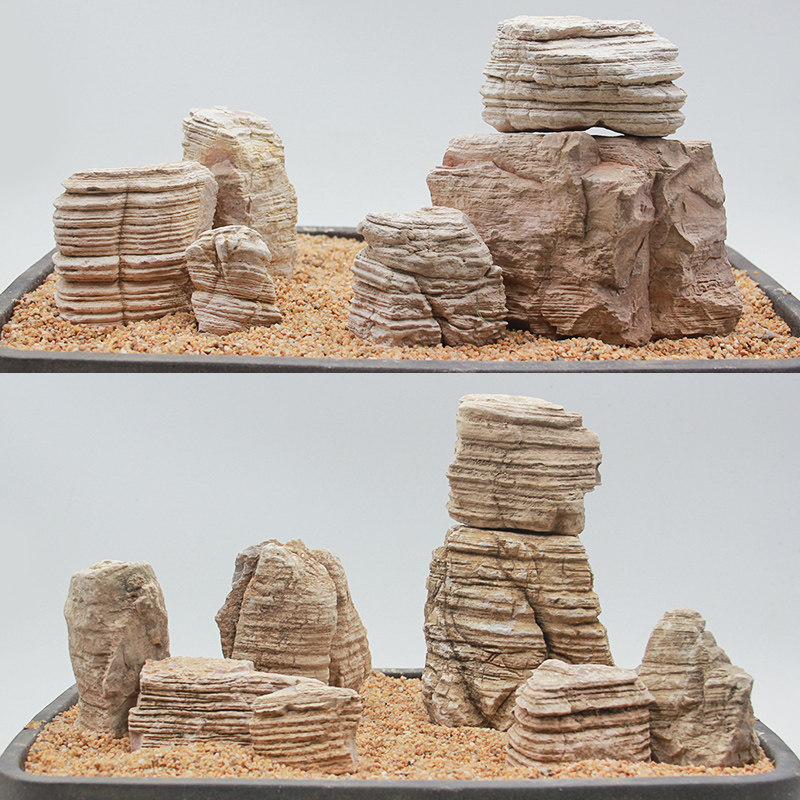 天然千层景石盆景缸盆水草水族箱石头多层造景造景