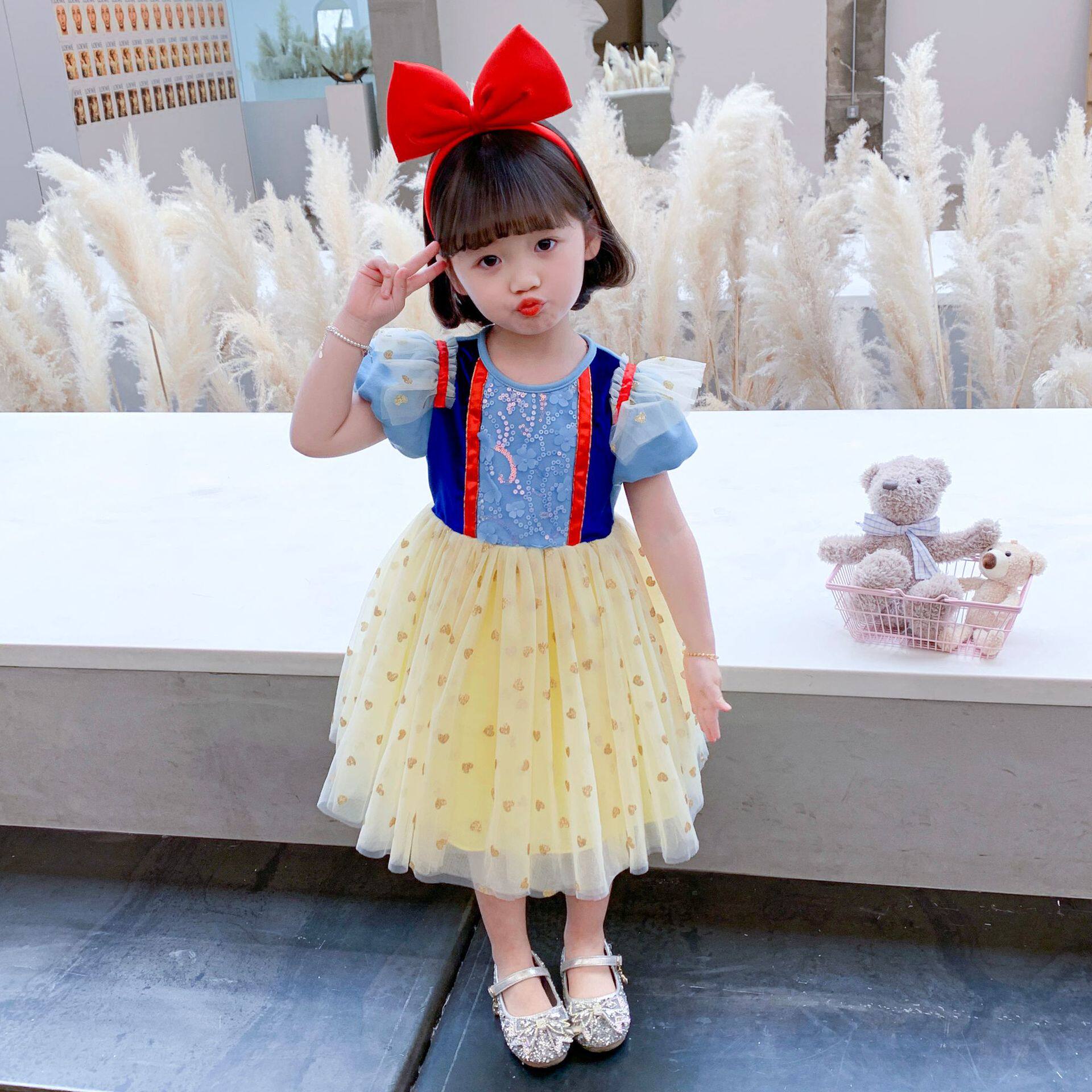 宝宝连衣裙夏装薄款女童白雪公主甜美儿童裙子子网连衣裙