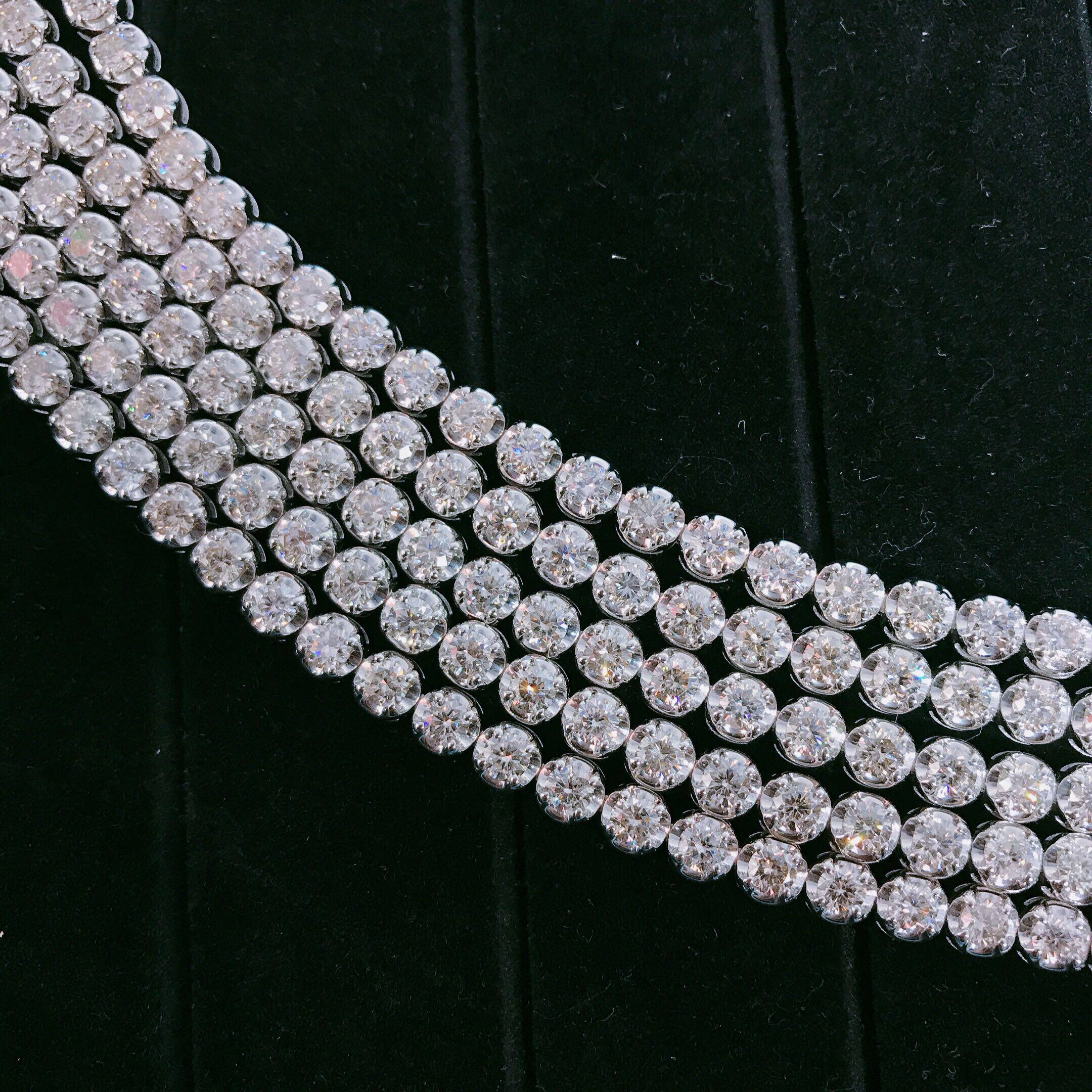 18k厚金宽版经典5克拉钻石手链时尚尚奢华真手饰