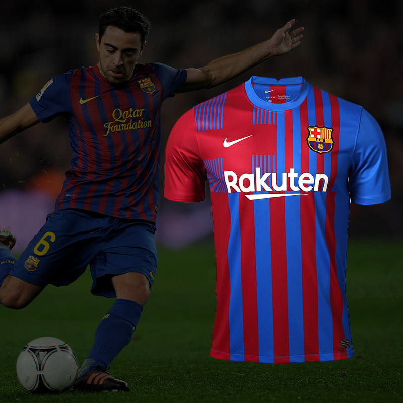 小李子正品哈维亲签巴萨2021-22赛季主场球衣icons足球服