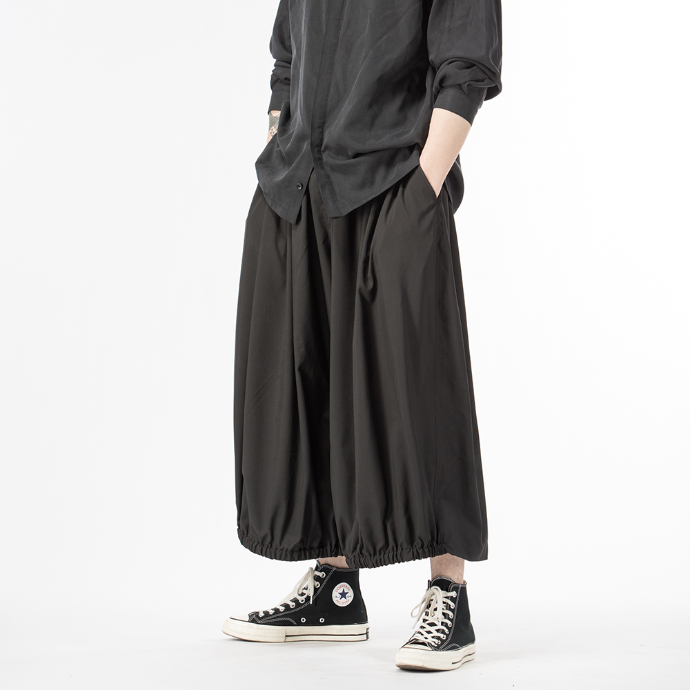 【无限不循环】原创设计男装品牌胶印超宽松九分裙裤【长悲】