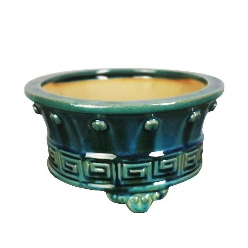 一风堂鼓钉福圆形榕树盆石湾陶盆景岭南花盆花盆