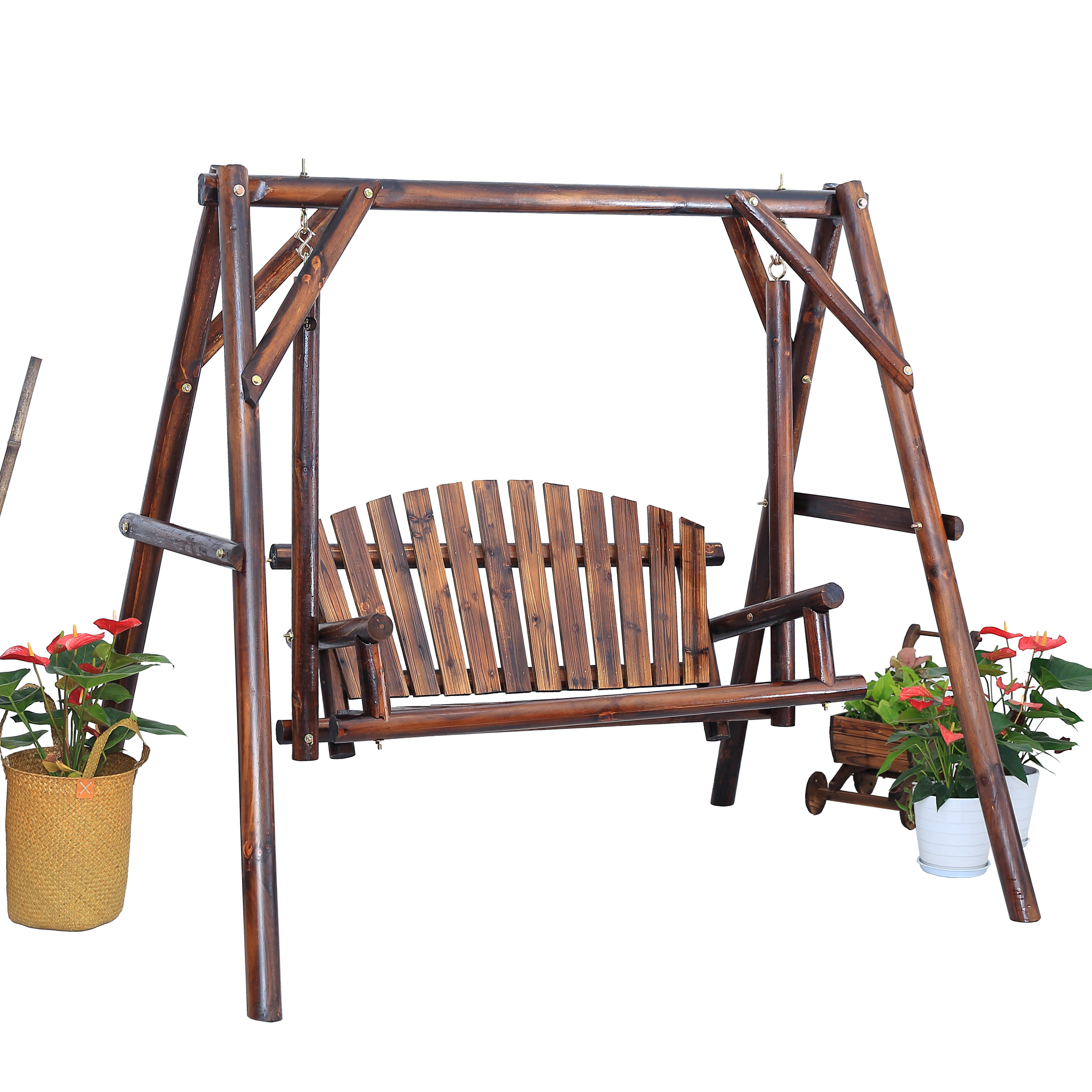 清仓阳台秋千户外双人防腐摇椅庭院花园实木户外秋千