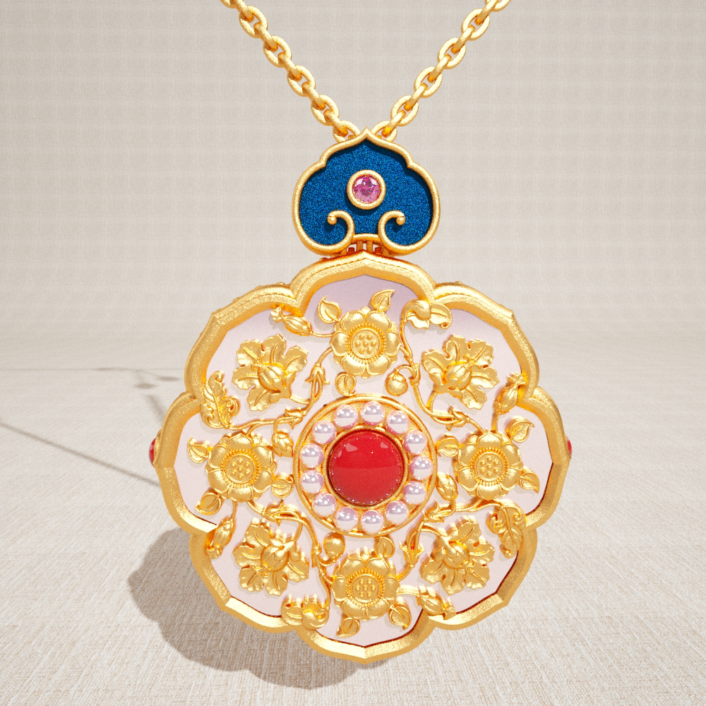 满天银饰礼物情侣套装链子香囊凤凰方珠玉唐代项坠