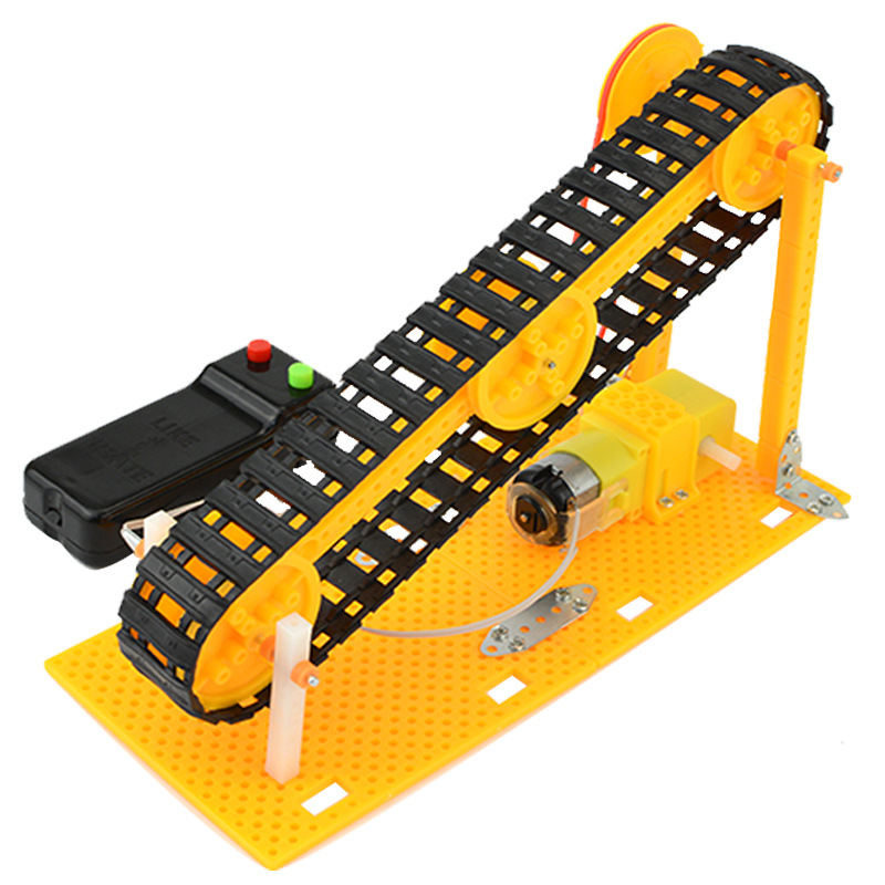stem科技制作传送带模型组装自制电动传输货物科学实验