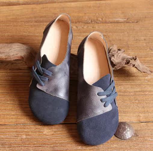 日系复古手工真皮女鞋头层牛皮森女文艺软皮圆头大头娃娃鞋单鞋