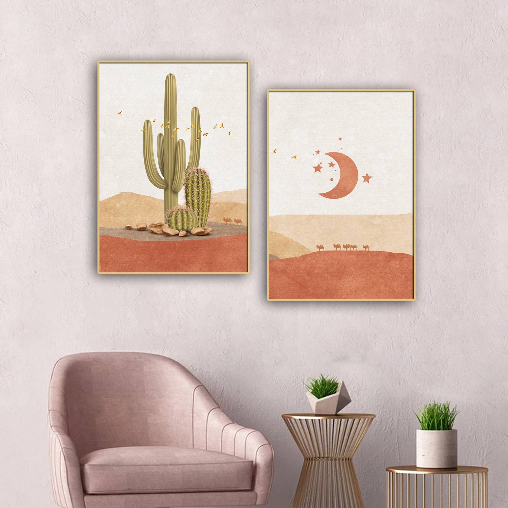 日月同辉北欧抽象装饰画客厅背景挂画房间卧室现代装饰画