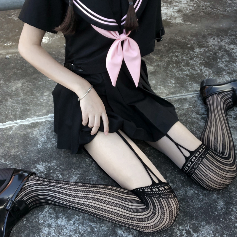 性感吊带袜黑丝袜日系暗黑少女jk辣妹镂空吊袜带