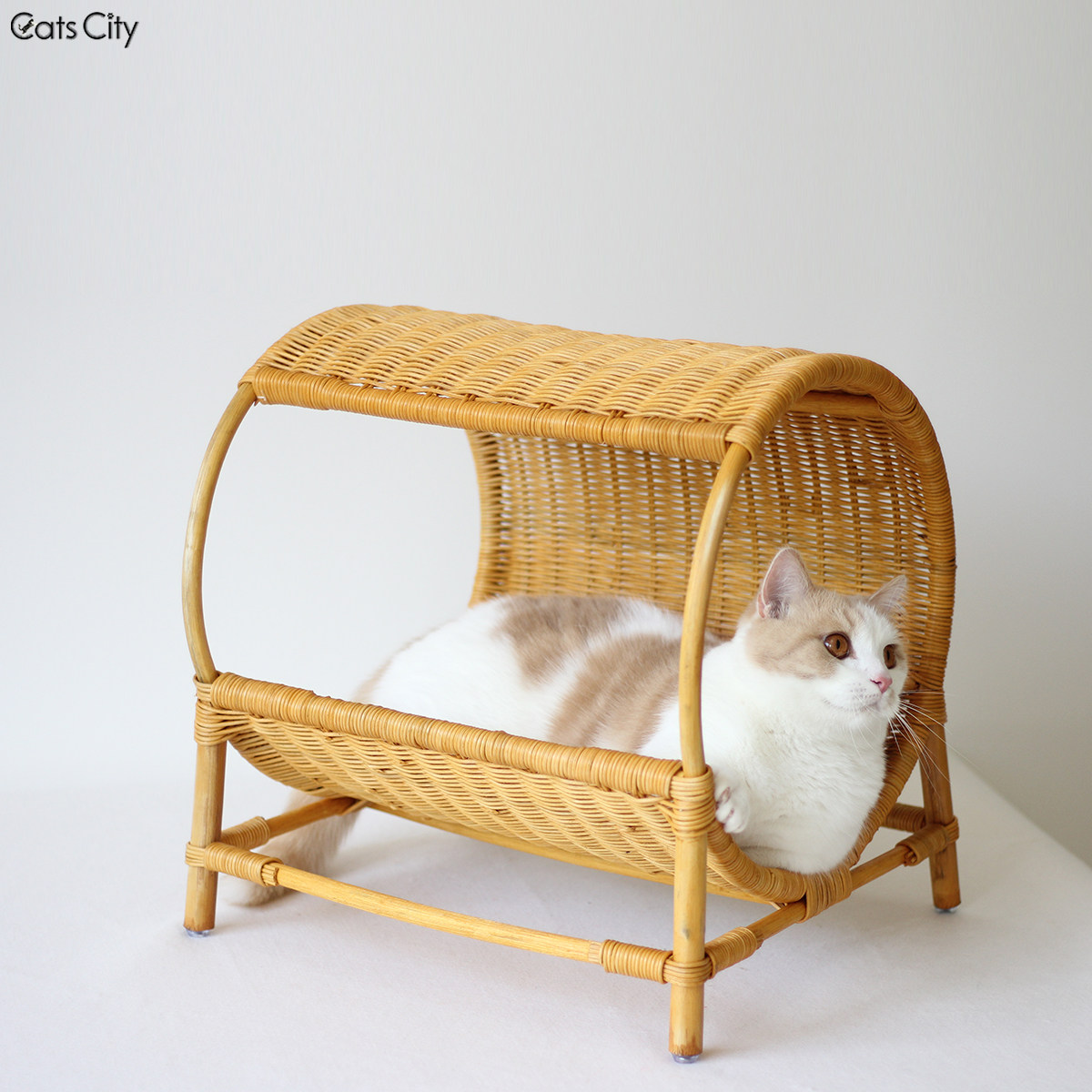 宅猫catscity纯手工藤圆形创意网红猫窝夏天宠物狗窝