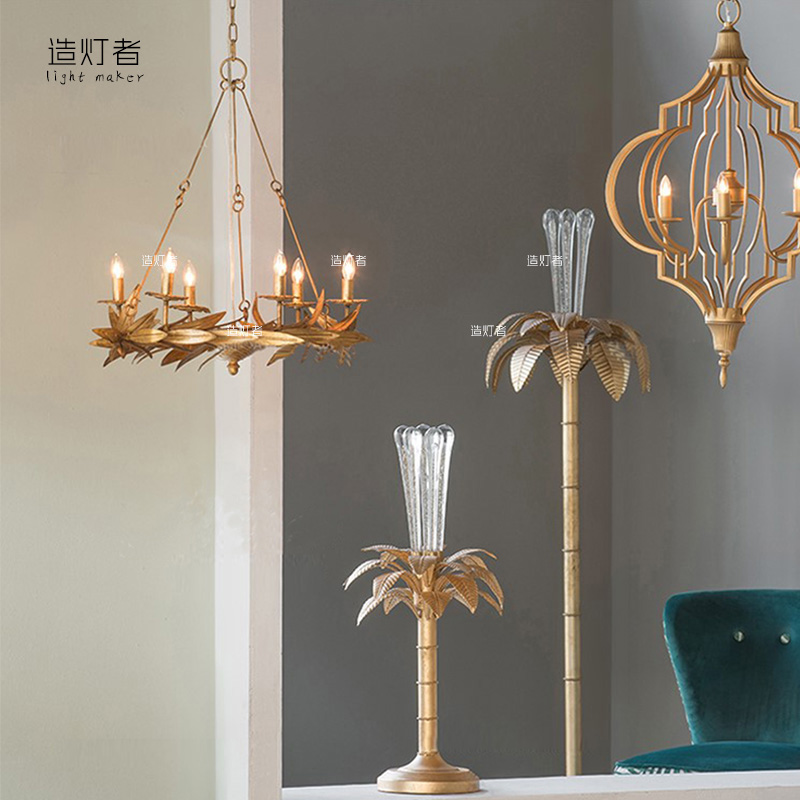 简约美式橄榄枝客厅吊灯餐厅大气卧室金色北欧客厅吊灯