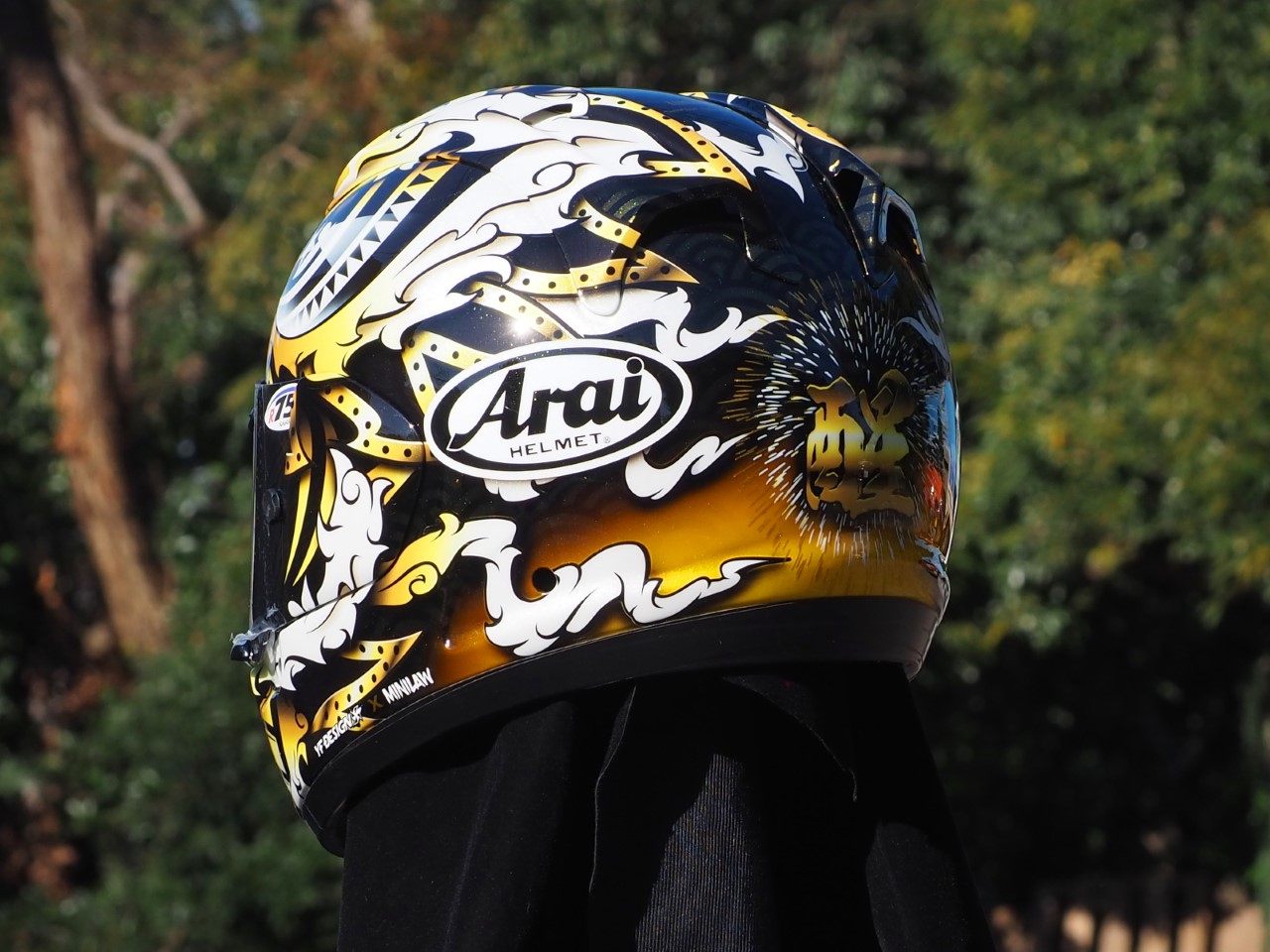 日本arai头盔rx7x黑金醒狮个性彩绘定制限量摩托车头盔