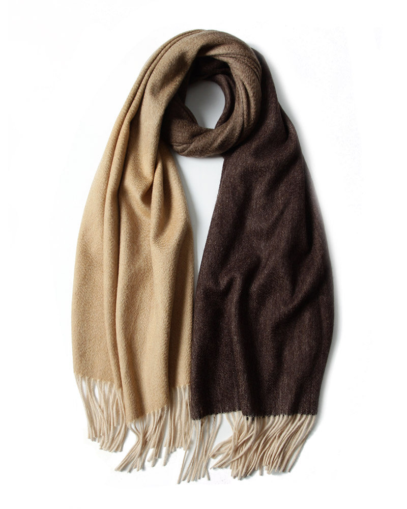 樱美新款水波波纹渐变加厚山羊绒围巾cashmere秋冬季围巾