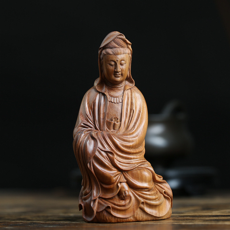 大师木雕精品印度老山檀香香木自在观音佛像木雕