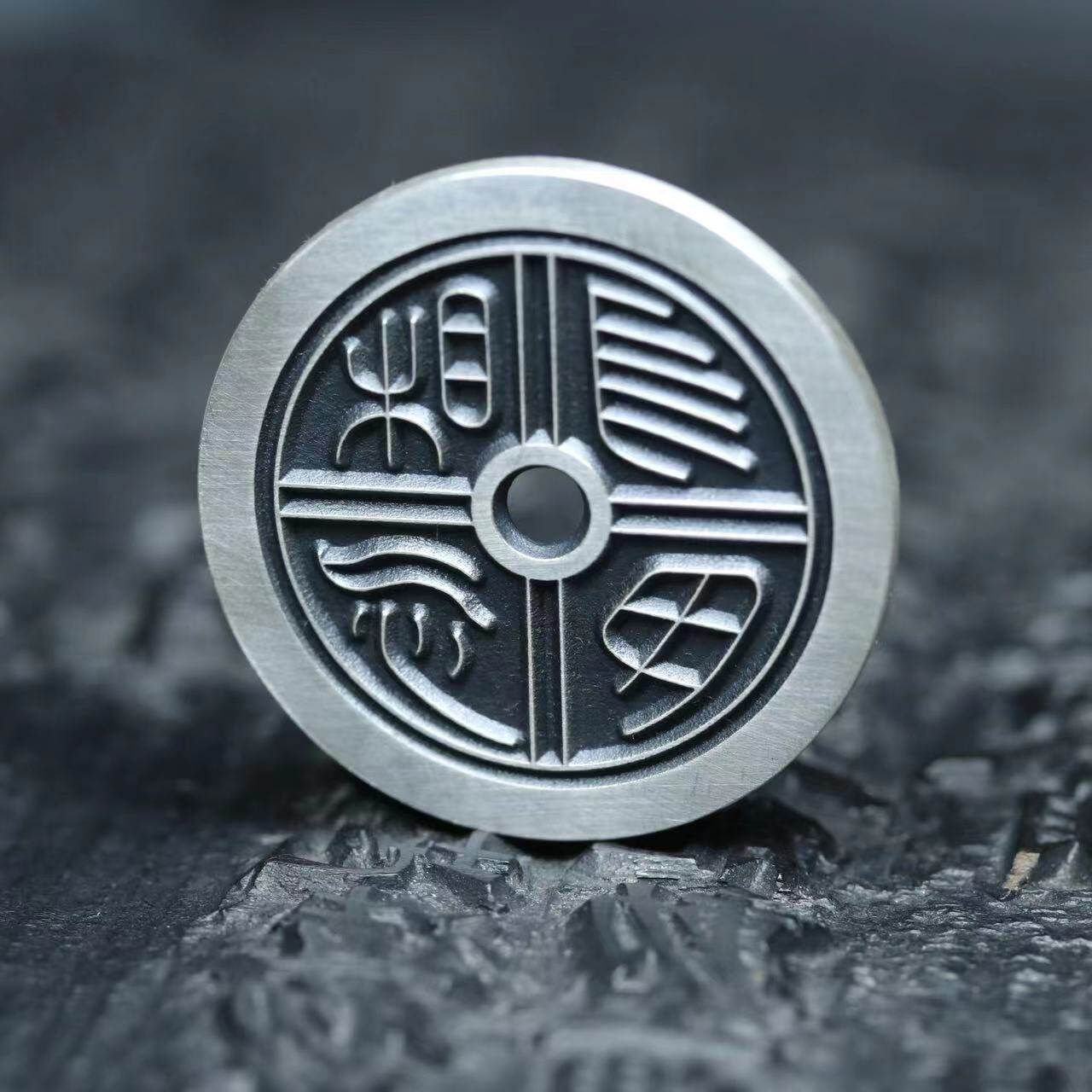 纯银30mm长乐未央长毋相忘手工银币瓦当情侣男女其他工艺饰品