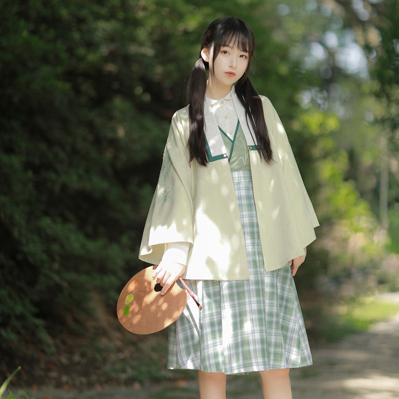 原创中国国风汉元素jk制服护奶套装学院背心连衣裙