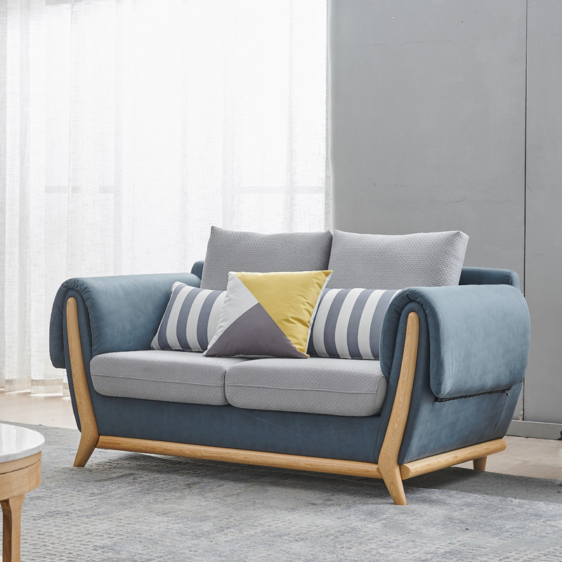 沙发北欧实木布艺沙发三人位客厅现代简约小户户型彩色布艺沙发