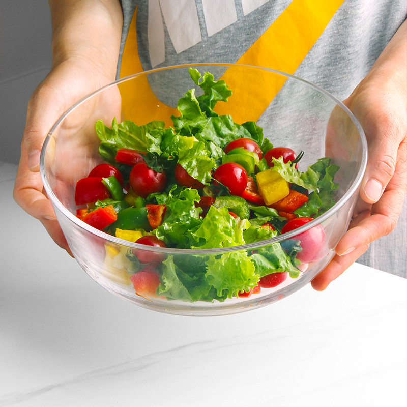 弗莱文茨加厚耐热蔬菜水果沙拉碗装甜品泡面玻璃大号碗