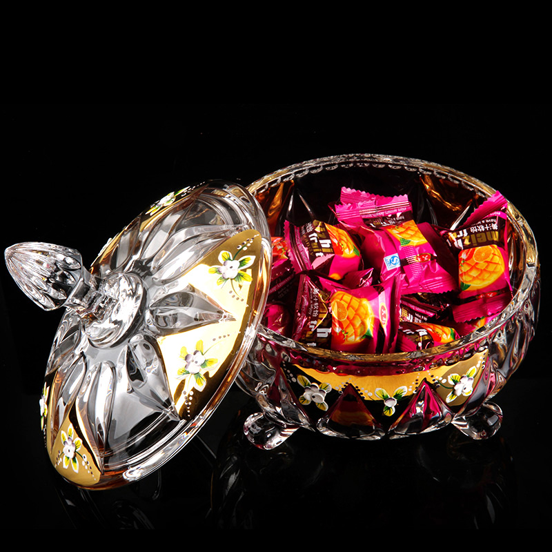 弗莱文茨创意时尚欧式水晶玻璃糖果盒糖果罐糖罐干果盒带盖糖缸