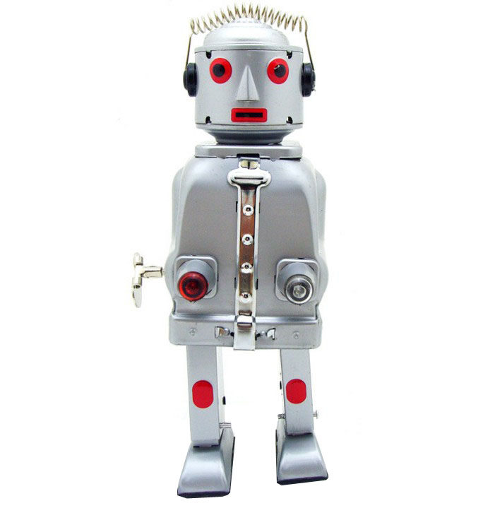 怀旧铁皮玩具发条上弦机器人儿童减压收藏复古发条玩具