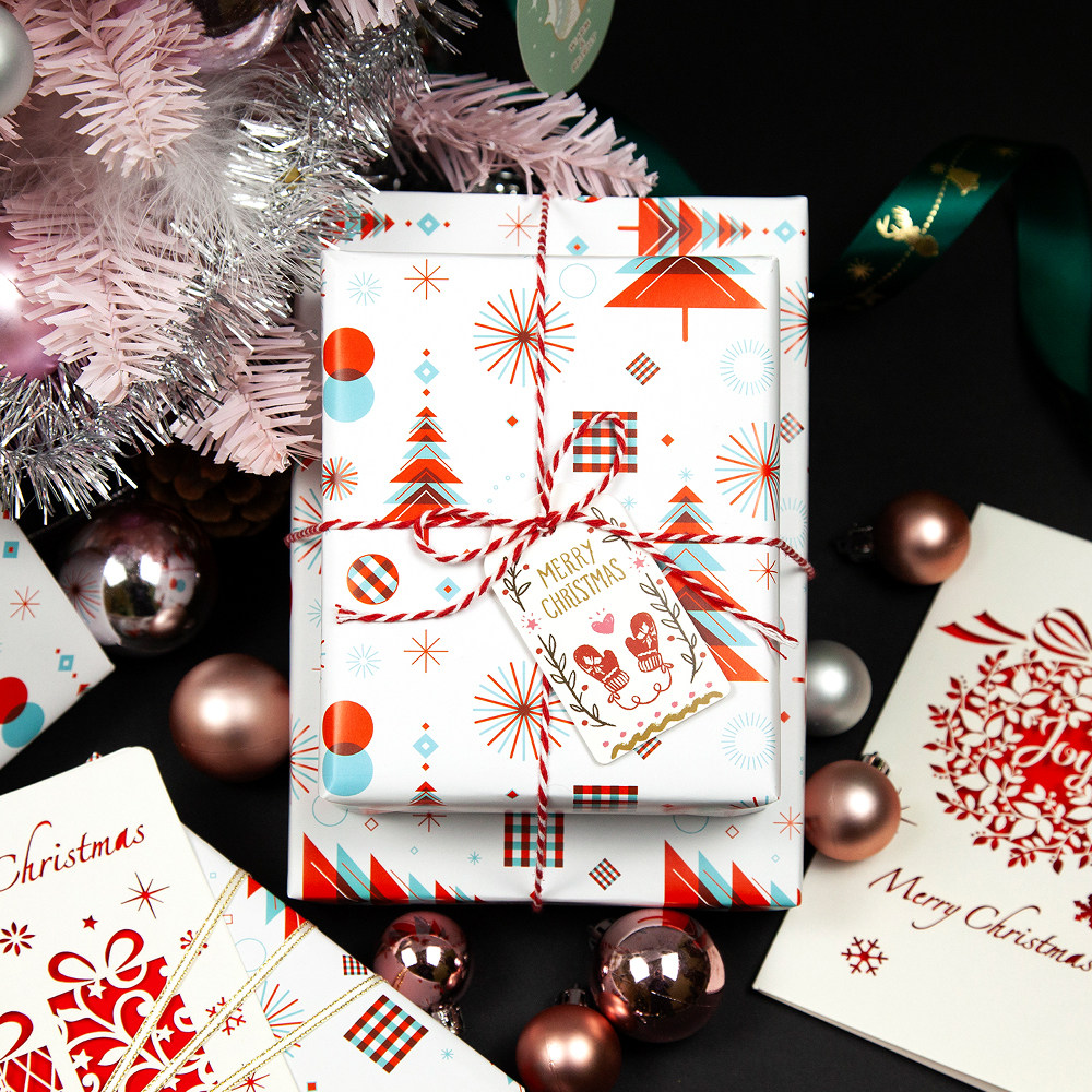 几何圣诞纸象公园原创设计圣诞节礼物礼盒包装纸包装纸