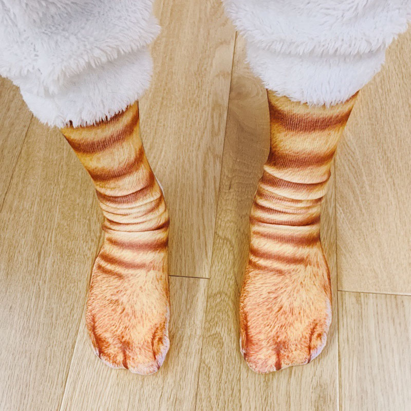 3d打印猫爪袜子成人猫脚袜日本动物狗狗老虎袜子情侣袜网红袜新年