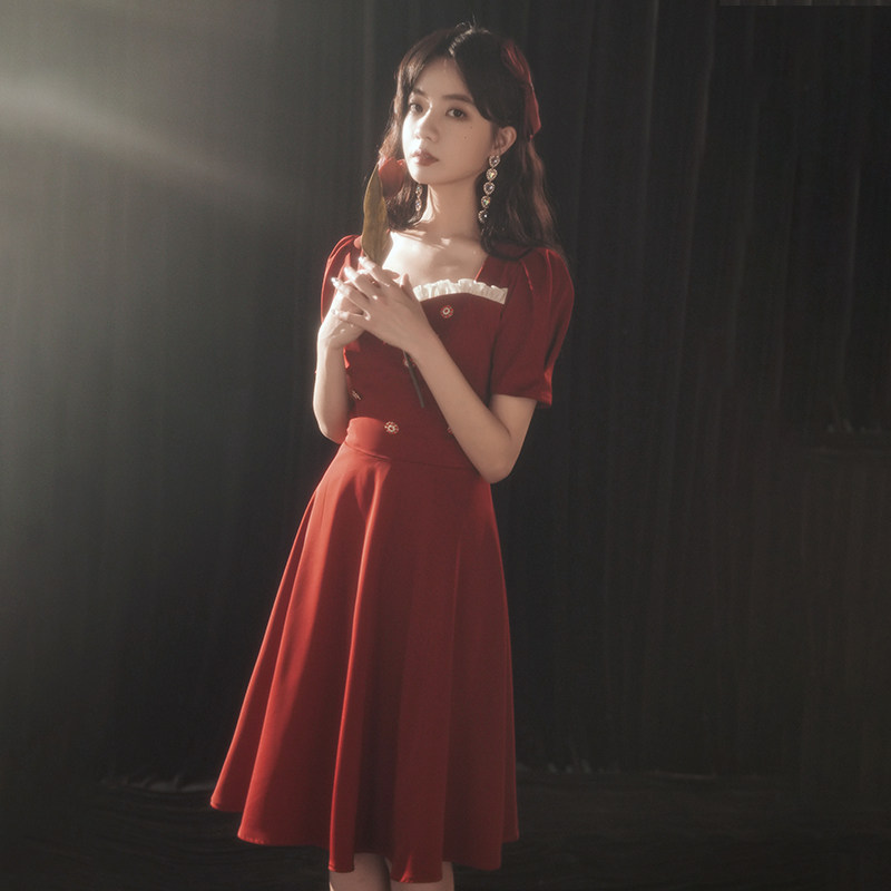 敬酒订婚平时裙子礼服装小便装回门结婚红色礼服