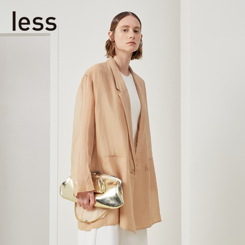 专柜正品less2020女装文艺微透中长西装款桑蚕丝西装