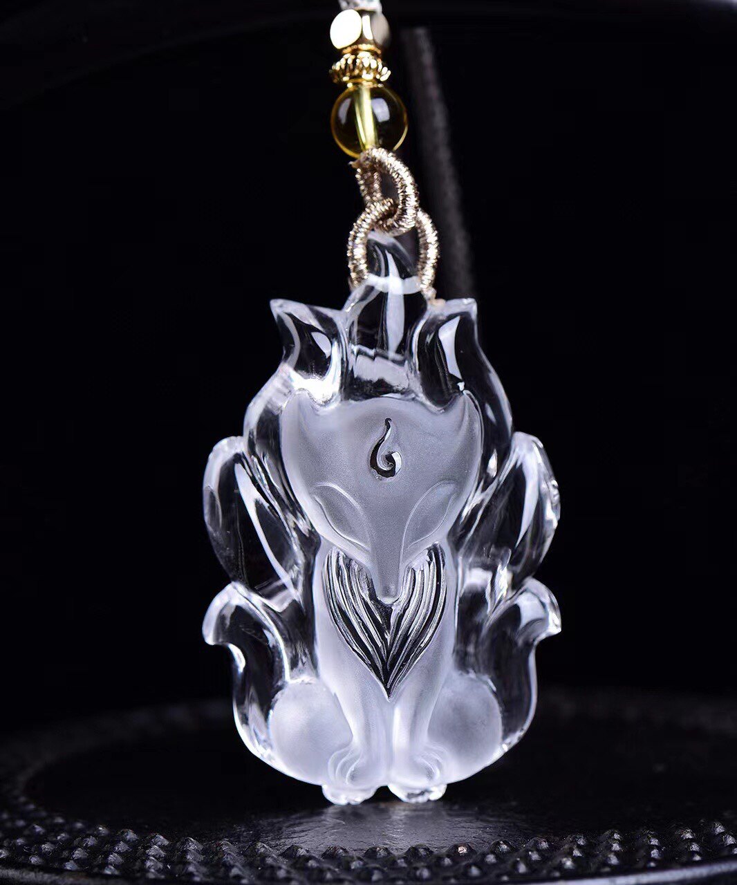 狐狸天然项链九尾狐锁骨挂件白狐九尾白水晶饰品项坠