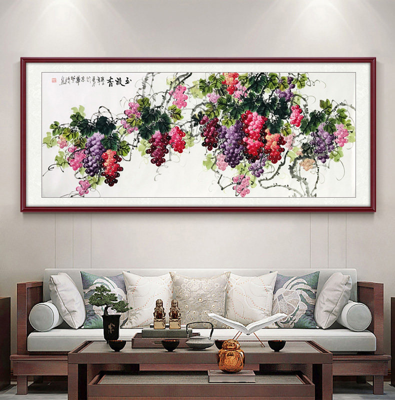 手绘真迹国画花鸟硕果葡萄秋实横幅中式客厅国画